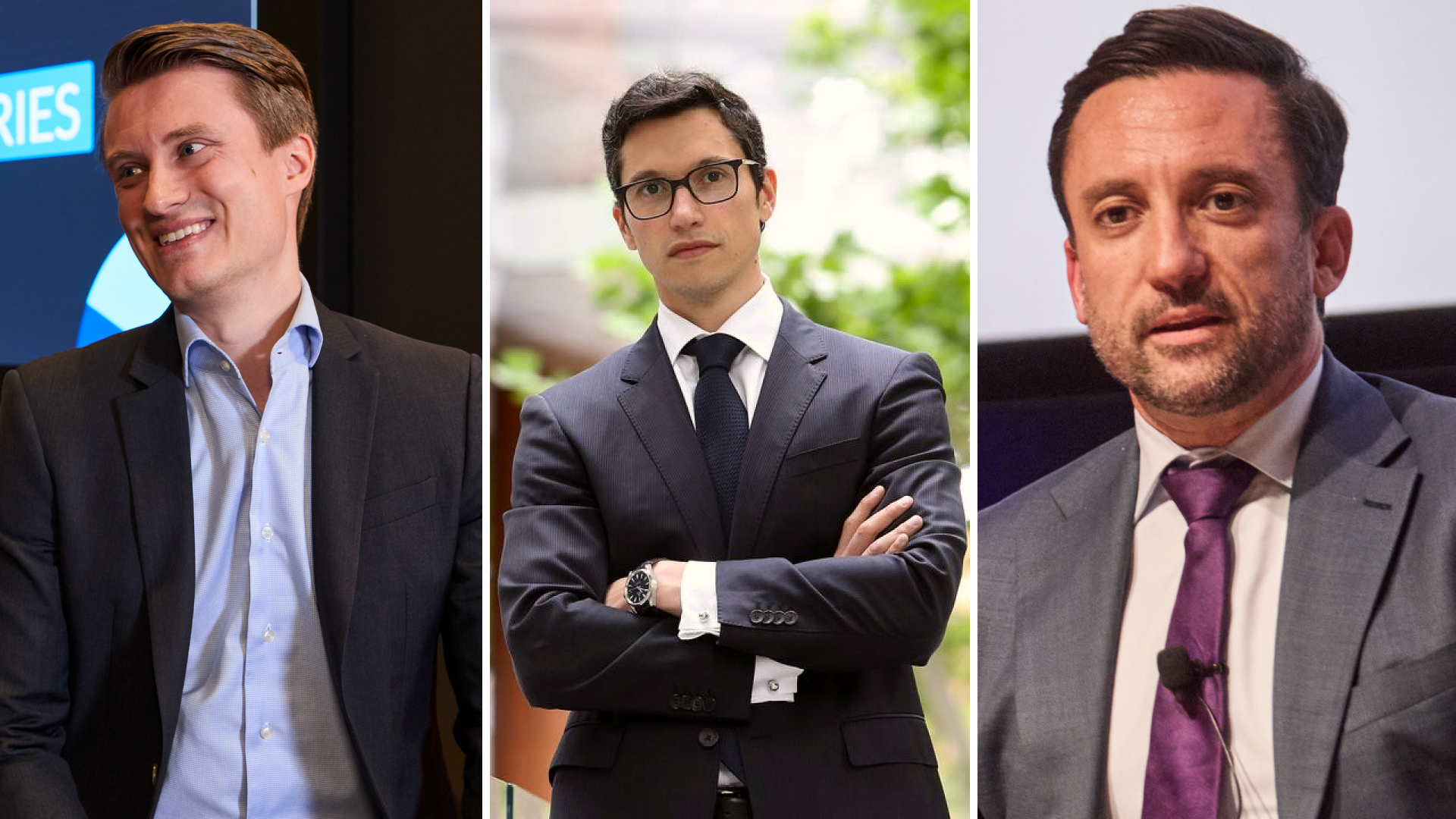 Sebastian Mullins (Schroders), Arian Neiron (VanEck), and Alexandre Ventelon (Morgan Stanley)