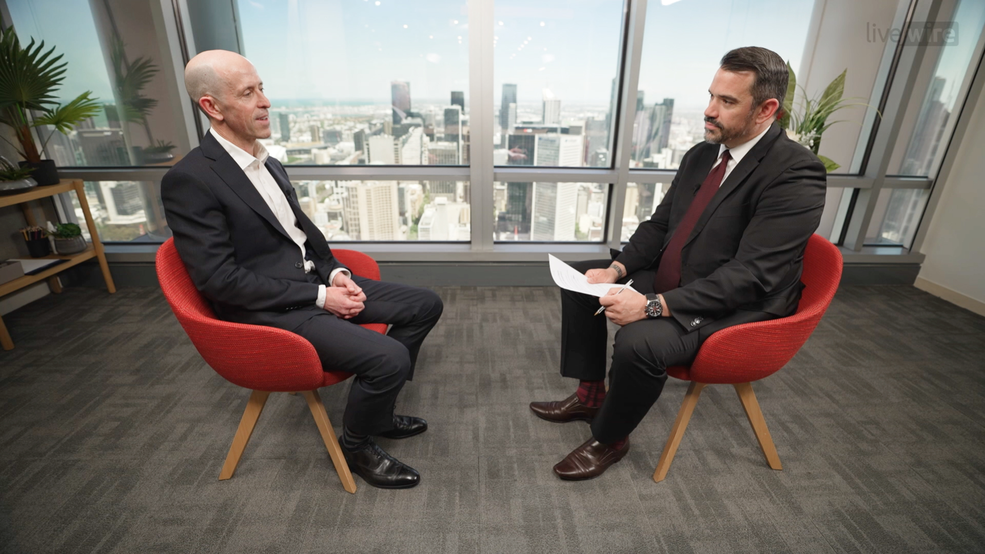 Glenmore Asset Management's Robert Gregory being interviewed by Livewire's Chris Conway.