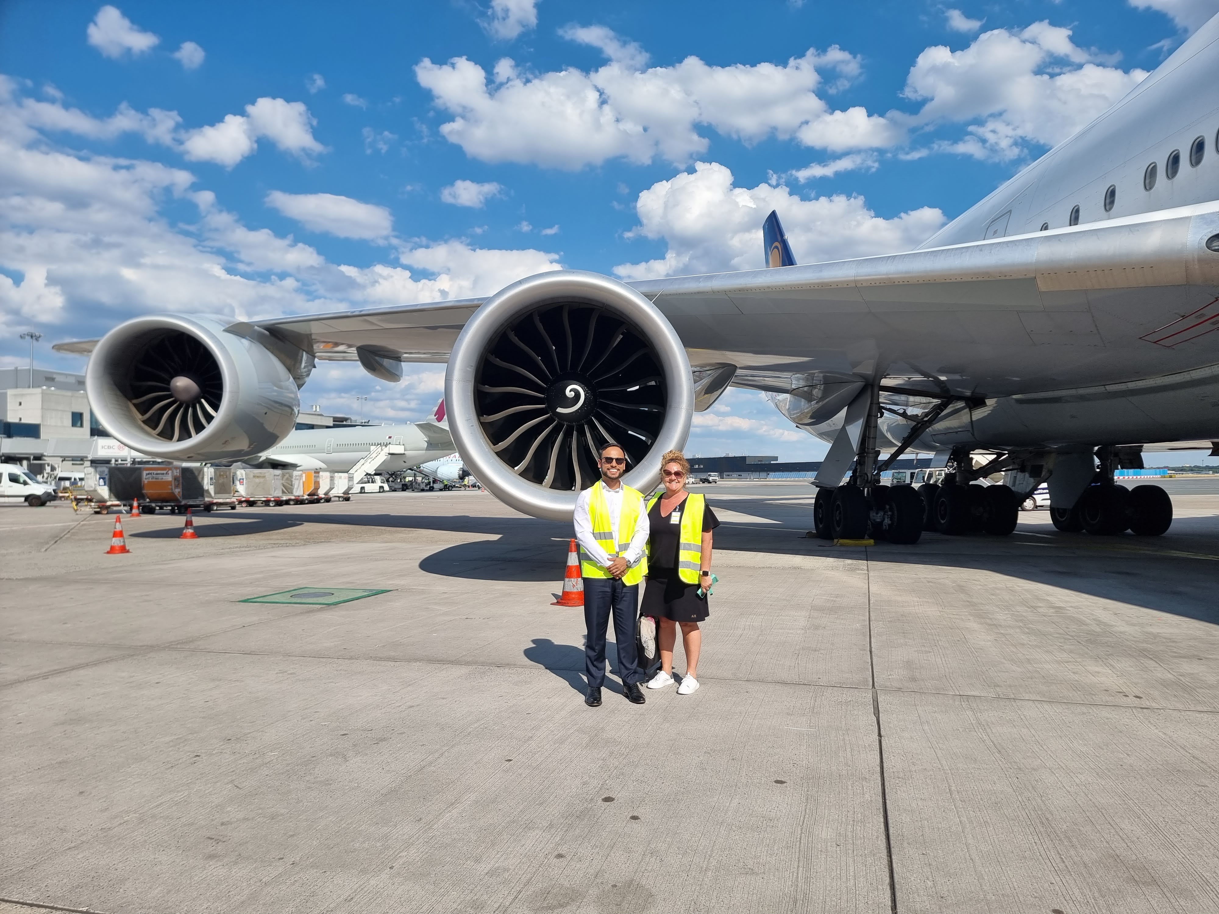 On the tarmac at Frankfurt Airport in front of a Boeing 747.
Source: 4D