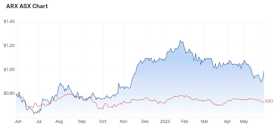 Aroa Biosurgery 1 year performance v S&P/ASX Small Ordinaries. Source: Market Index, 29 May 2023