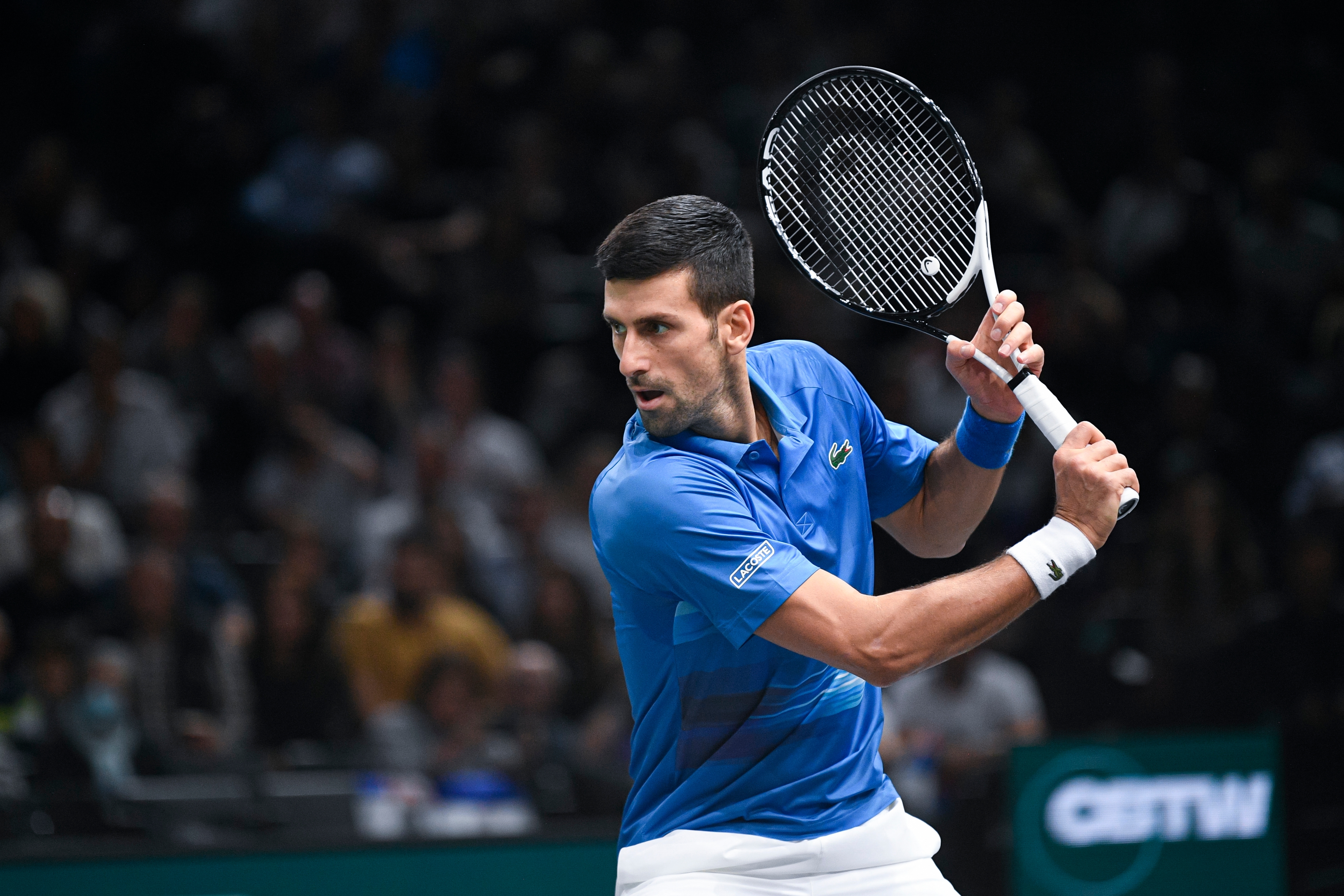 Novak Djokovic, aka The Joker, in play.