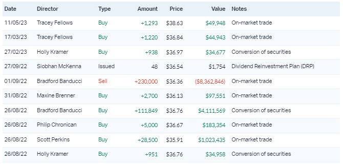 Director trades. Source: Market Index, 23 August 2023