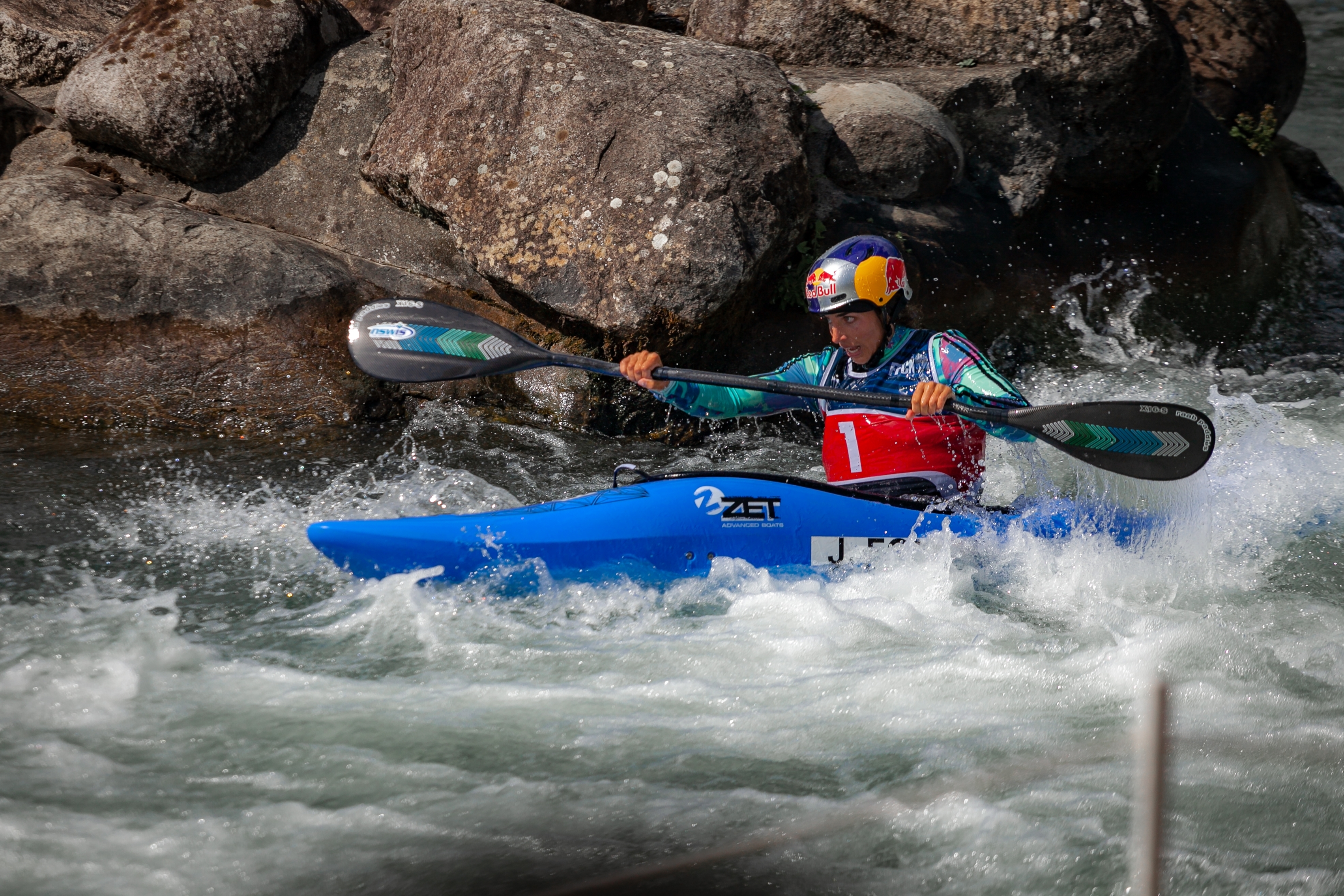 Jessica Fox in action in Pau, France.