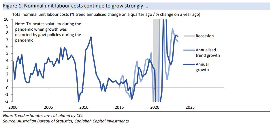 Nominal unit labour costs continue to grow strongly ...