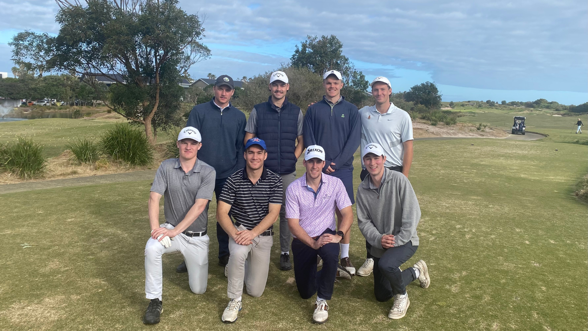 Michael and his friends after a day of golfing at Magenta Shores. (Source: supplied) 