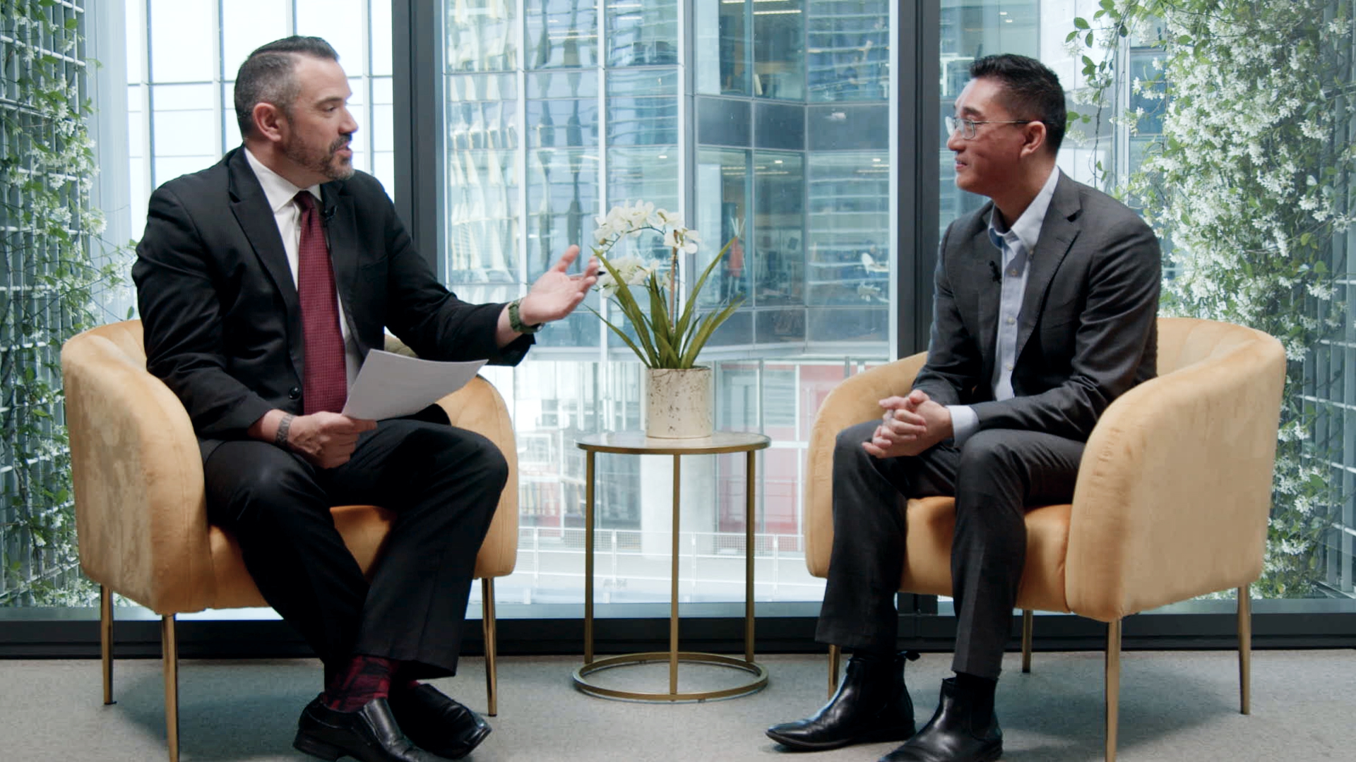 Macquarie Asset Management's Benjamin Leung being interviewed by Livewire's Chris Conway