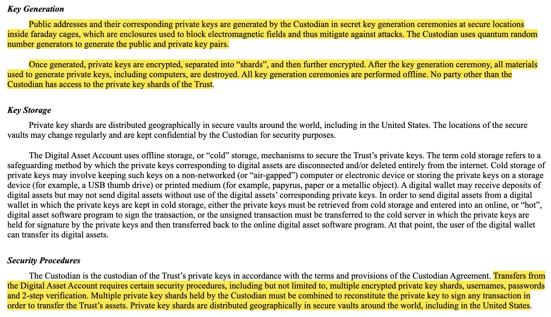 The security procedures of GBTC's custodian. Source: @stockgeekTV, twitter.com