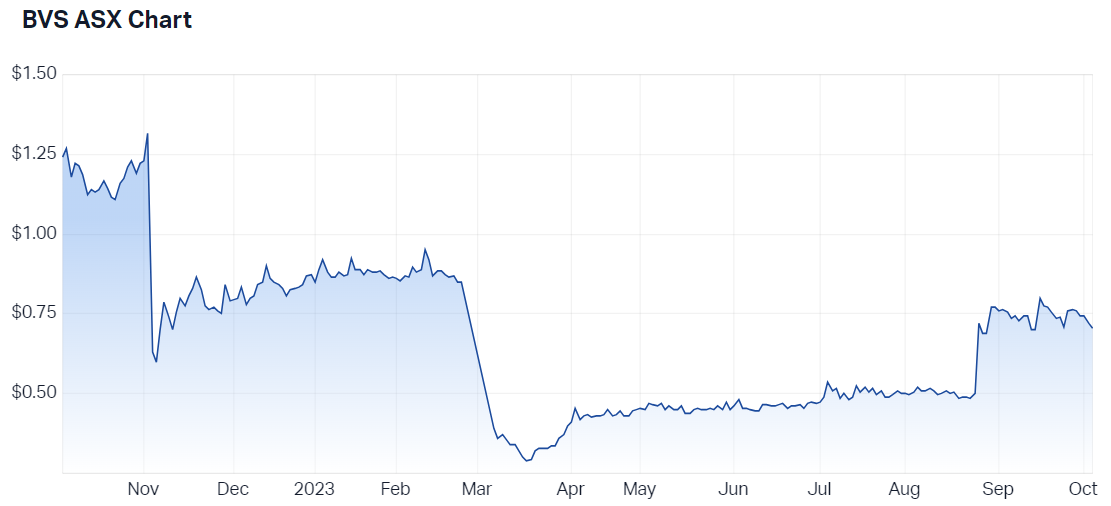 Bravura Solutions 12-month price chart (Source: Market Index)